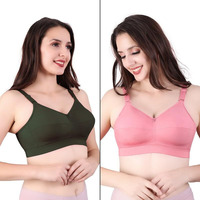 Trylo Riza Cottonfit Bra Combo Pack Olivegreen & Rose Gold 40 D - Cup - Pack Of-2