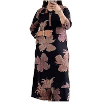 Gosriki Women's Rayon Viscose Printed Straight Kurta With Palazzo (Ishir Black-Gs_Xxl_Black_Xx-Large)