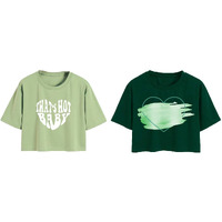 Toplot Tops For Women || Western Tops For Woman Stylish || Crop T-Shirt Western Pack Of 2 (Combo-Top-5256-Pst-Olv-Xl)