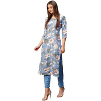 Gosriki Women's Rayon Straight Printed Kurta With Pant Set (Dhun-Blue-Ksv-Gs_S_Blue_Small)