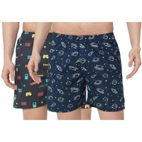 Gosriki Men's Cotton Printed Boxer Shorts (Pack Of 2) (Anl-Bxr-Pack-2-036-Gs_L_Multi_ Large)
