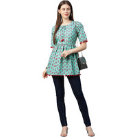 Gosriki Women's Cotton Regular Top (Tp-Cot-10170-Green_Xl-Go_Green_X-Large)