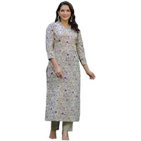 Gosriki Women's Cotton Blend Straight Printed Kurta With Pant (Dhulika Purple-Gs_Xxl_Purple_Xx-Large)
