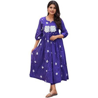 Gosriki Women's Rayon Viscose Printed Anarkali Kurta With Pant (Anveshi Begani-Vks05-Gs_L_Begani_Large)