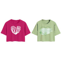 Toplot Tops For Women || Western Tops For Woman Stylish || Crop T-Shirt Western Pack Of 2 (Combo-Top-5256-Pnk-Pst-Xl)