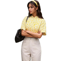 Gosriki Women's Tunics Tops Rayon Viscose Printed Short Top For Women (Rishta Yellow-Gs_S_Yellow_Small)