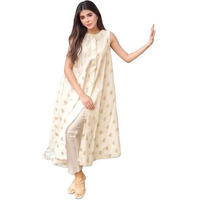 Gosriki Women's Rayon Viscose Printed A-Line Kurta With Pant (Balari Cream-Vks01-Gs_L_Cream_Large)