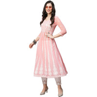 Gosriki Women's Georgette Chikankari Embroidered Anarkali Kurti (Naav Peach-Gs_Xxl_Peach_Xx-Large)