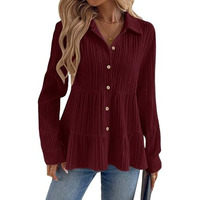 Toplot Tops For Women || Button-Up Tunic || Women Shirt (Sugar-Shirt-5247-Maroon-L)
