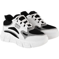 Shoetopia Casual Sporty Look Black Sneakers For Women & Girls /Uk8