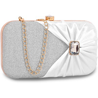 Adisa Studded Formal Party Clutch With Gold Chain For Women And Girls (Cl107-Sil)