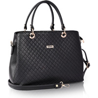Adisa Quilted Handbag Shoulder Bag For Women And Girls With Detachable Sling Belt (Ad4077-Bla)