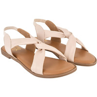 Shoetopia Cross Strap Cream Flat Sandals For Women & Girls /Uk5