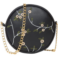 Adisa Women Girls Round Embroided Sling Bag (Black)