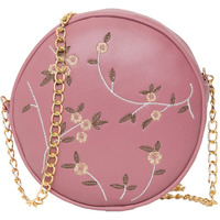 Adisa Women Girls Round Embroided Sling Bag (Sl5080) (D. Pink)