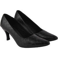 Shoetopia Women's Block Heel Pumps Black