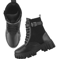 Shoetopia Smart Casual Side Buckle Detailed Black Boots For Women & Girls /Eu37
