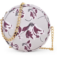 Adisa Women Girls Floral Print Round Sling Bag (Grey-Burgundy)