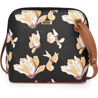Adisa Women Girls Floral Print Faux Leather Sling Bag Crossbody (Sl6003-Bla)