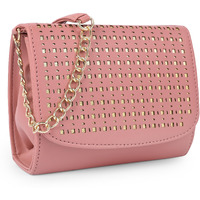Adisa Women Girls Laser Cut Crossbody Sling Bag With Gold Chain (Sl5010-Pink)