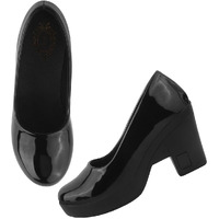 Shoetopia Solid Black Pumps For Women & Girls-Eu37