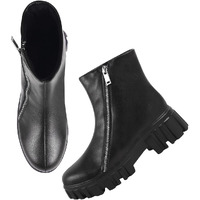 Shoetopia Casual Side Chain Detailed Black Boots For Women & Girls /Eu36