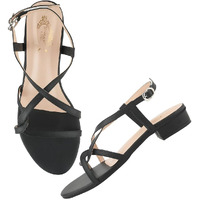 Shoetopia Women's Snd-179 Flat Sandal-7 Kids Uk (Snd-179-Black)-Eu40