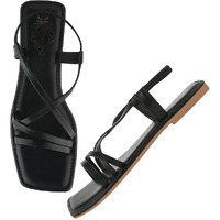 Shoetopia Casual Black Flat Sandals For Women /Eu39
