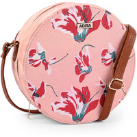 Adisa Women Girls Flower Print Sling Bag Round Crossbody Purse (Sl6007-Pin_Pink)