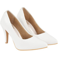 Shoetopia High Heels Solid Patent White Pumps For Women & Girls /Uk2