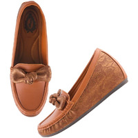Shoetopia Women's Block Heel Loafers Tan