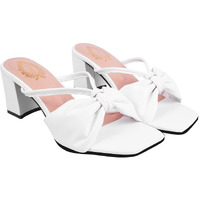 Shoetopia Women & Girls Detailed Strap Stylish Fashion Sandal Block Heels /1296/White/Uk3
