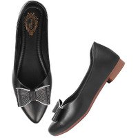 Shoetopia Oversized Bow Detailed Black Belly For Women & Girls-Eu40