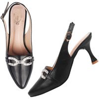 Shoetopia Women's Block Heel Pumps Black
