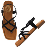 Shoetopia Casual Black Flat Sandals For Women & Girls /Eu40