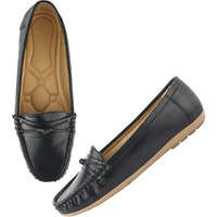 Shoetopia Upper Bow Detailed Black Loafers For Women & Gilrs /Eu42