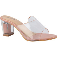 Shoetopia Womens/Girls Pink Transparent Solid Block Heels