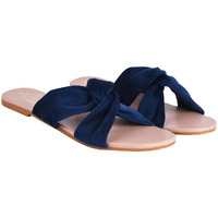 Shoetopia Girls Blue Flat Slide Sandals  Soft Suede Knot Strap Casual Summer Slip-Ons For Everyday Comfort Stylish, |Footwear Lightweight| Durable Design Perfect For Casual Outings Women Eu41
