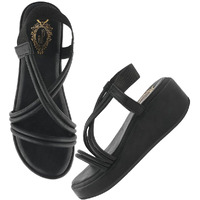 Shoetopia Womens & Girls Black Wedges Sandal  Solid Criss-Cross Strap Design  Stylish, Comfortable, Durable Heels  Perfect For Casual, Party Eu36