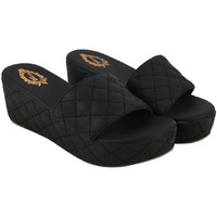 Shoetopia Stylish Quilted Stitching Black Platform Heels For Women & Girls /Uk3