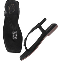 Shoetopia Women's Snd-131 Flat Sandal-8 Kids Uk (Snd-131-Black)-Eu41