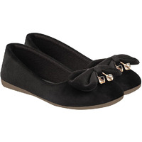 Shoetopia Girls Belly-Velvat Black Ballet Flat - 8 Uk (Girls-Belly-Velvat-Black)