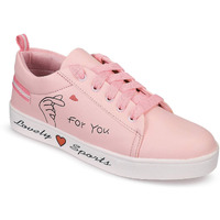 Shoetopia - Since 1998 Womens & Girls Pink Stylish Lace Up Casual Sneakers-Eu41