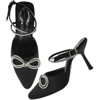 Shoetopia Embellished Black Pumps For Girls-Eu39