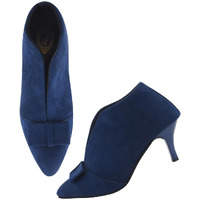 Shoetopia Solid Bow Detailed Blue Pumps For Girls-Eu38