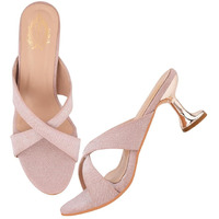 Shoetopia Embellished Pink Sparkle Block Heeled Sandals For Women & Girls /Eu41