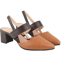 Shoetopia Solid Pointed Toe Tan Pumps For Women & Girls /Eu41