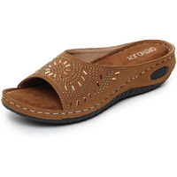 Ortho Joy Women's Tan Faux Leather Slipper - 4 Uk