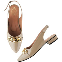 Shoetopia Pointed Toe Flat Beige Belly For Girls-Eu37