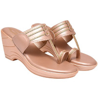 Shoetopia Girls R-3 Rose-Gold Wedge Sandal - 7 Uk (Girls-R-3-Rose-Gold)